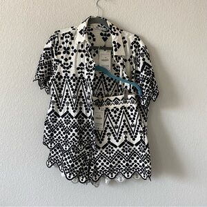 NWT Zara Embroidered Shorts Set Size Large